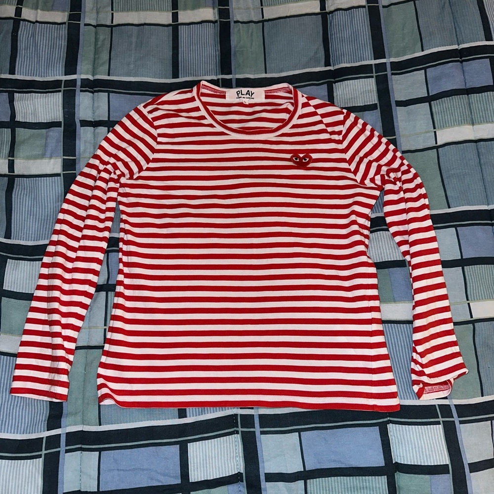 Commes Des Garcons Play Women's Big Red Heart Striped Red/White Size L